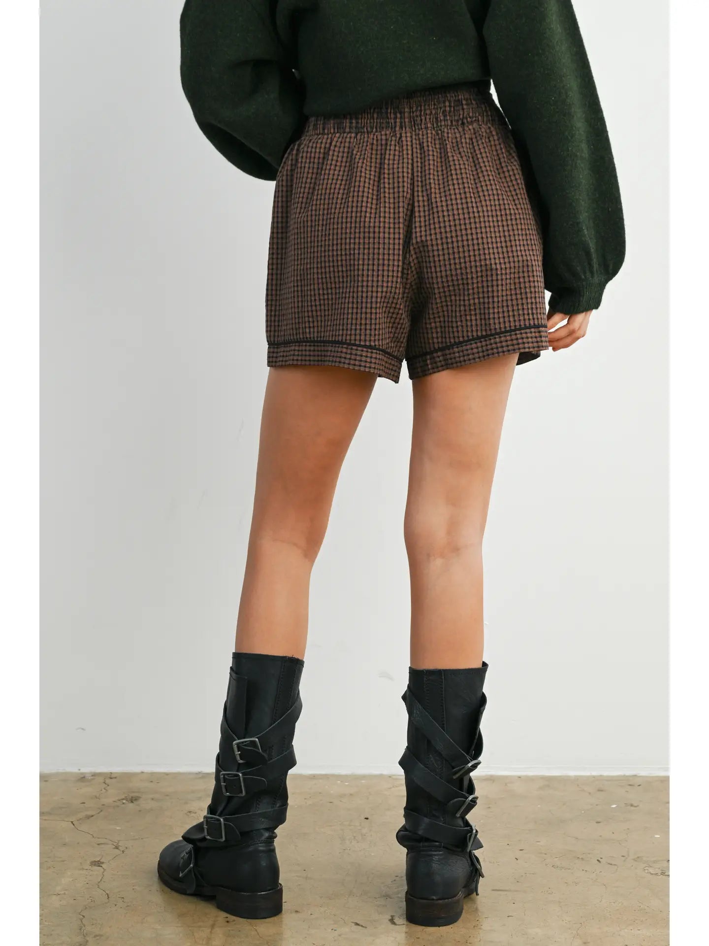 Brown Gingham Boxer Shorts