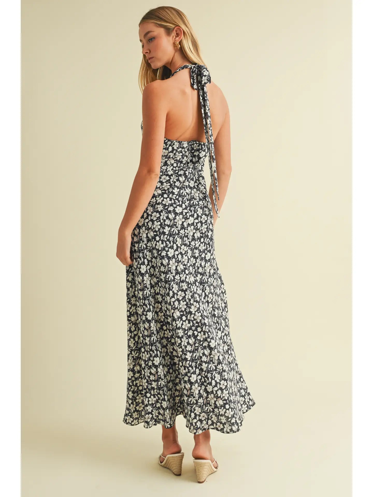 Midsummer Blooms Halter Maxi Dress