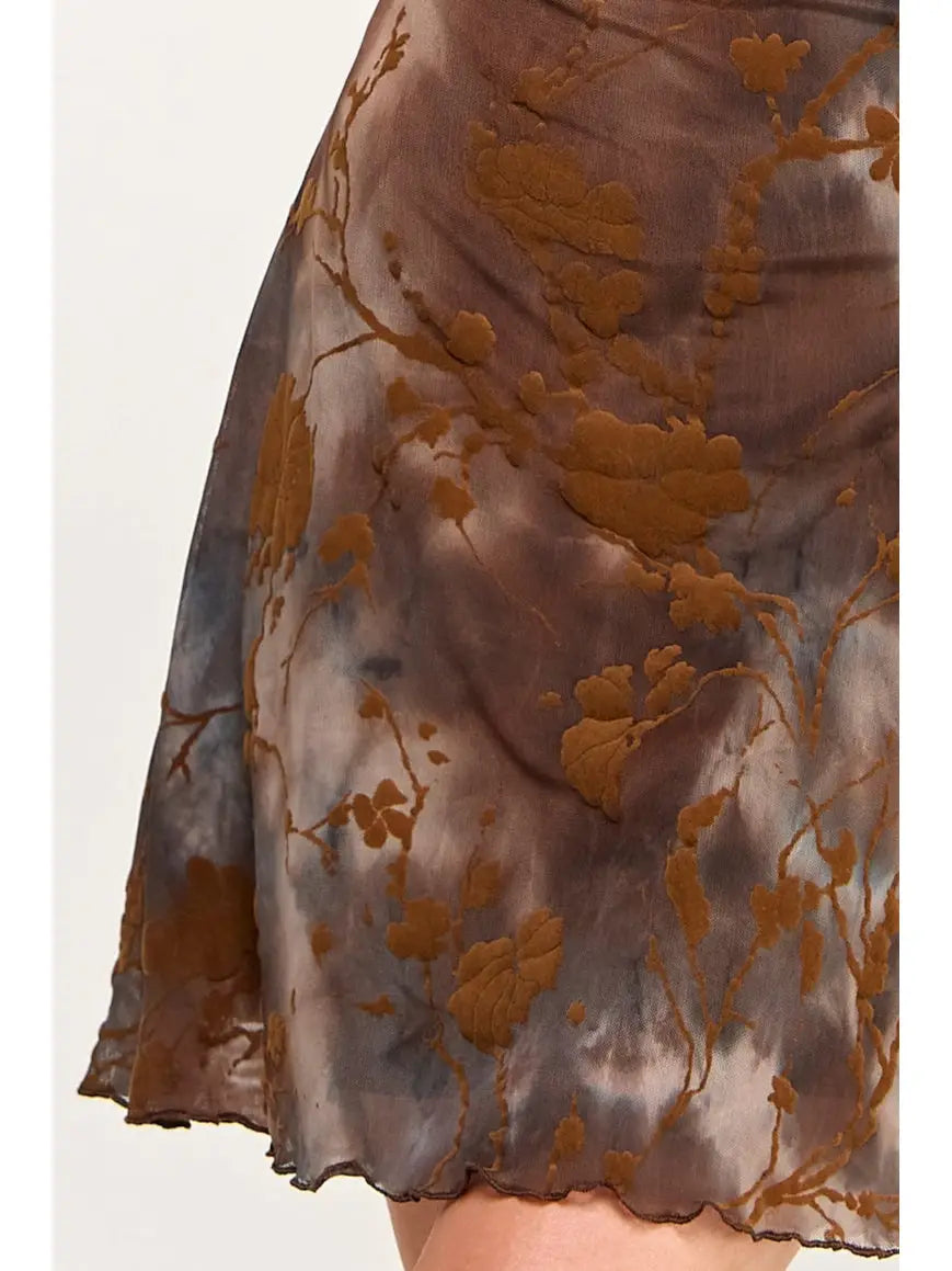 Burnout Slip Dress - Velvet A Line Cowl Spaghetti