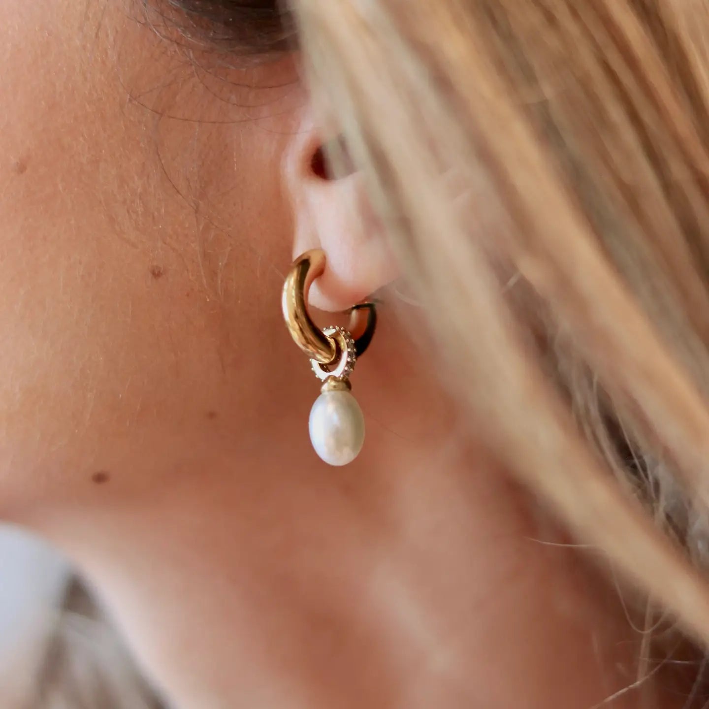 Classic Gold and Pearl Earrings Hoops with Modern Sparkle