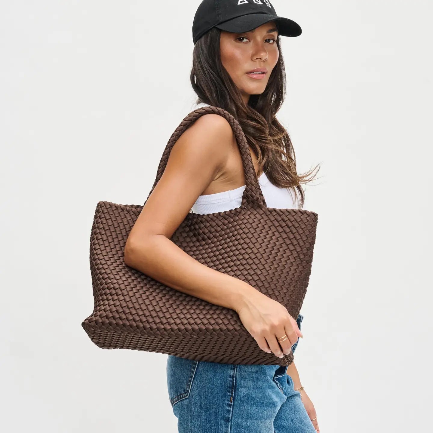 Sky's the Limit - Chocolate Large Woven Neoprene Tote
