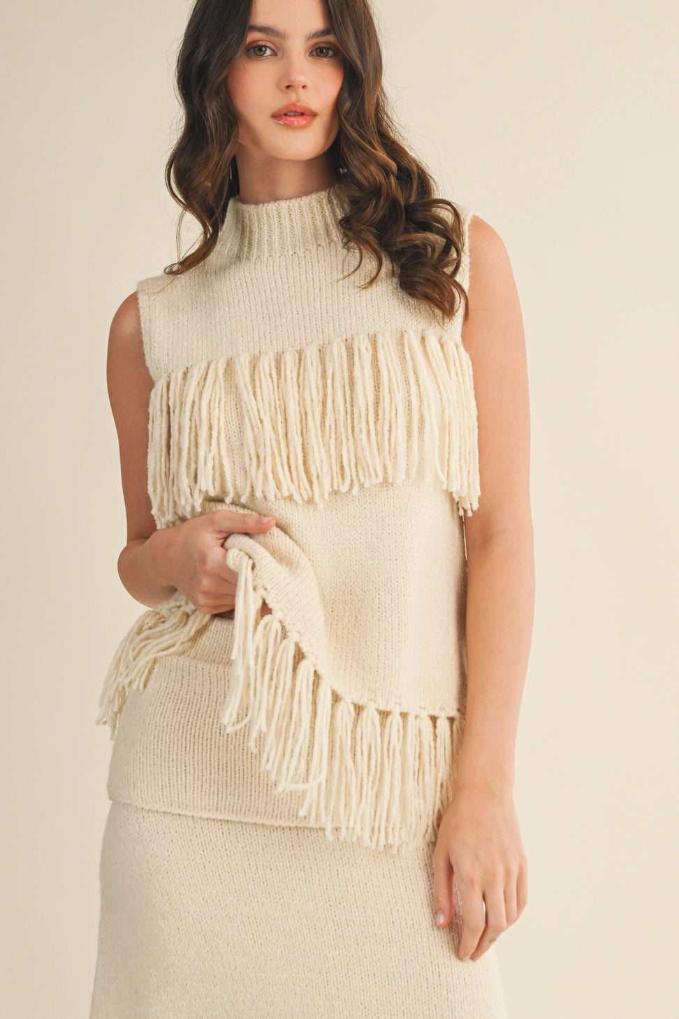 Fringe Sleeveless Sweater Top