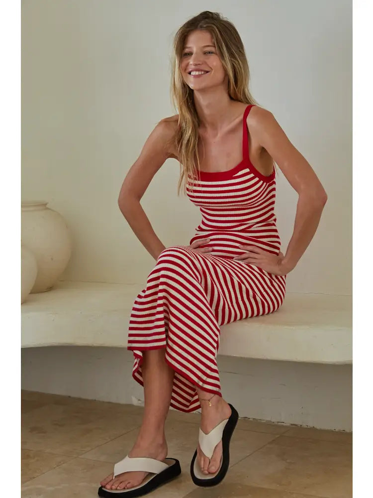 Knit Sweater Viscose Polyester Nylon Striped Dress