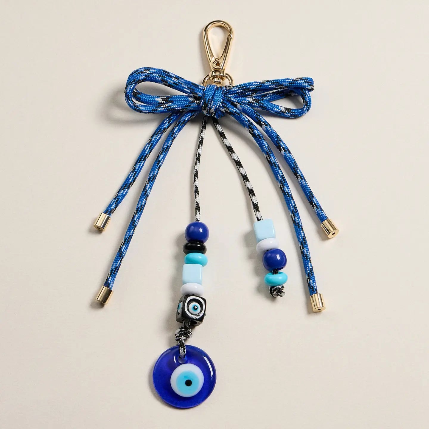 Blue Evil Eye Beaded Keychain Charm