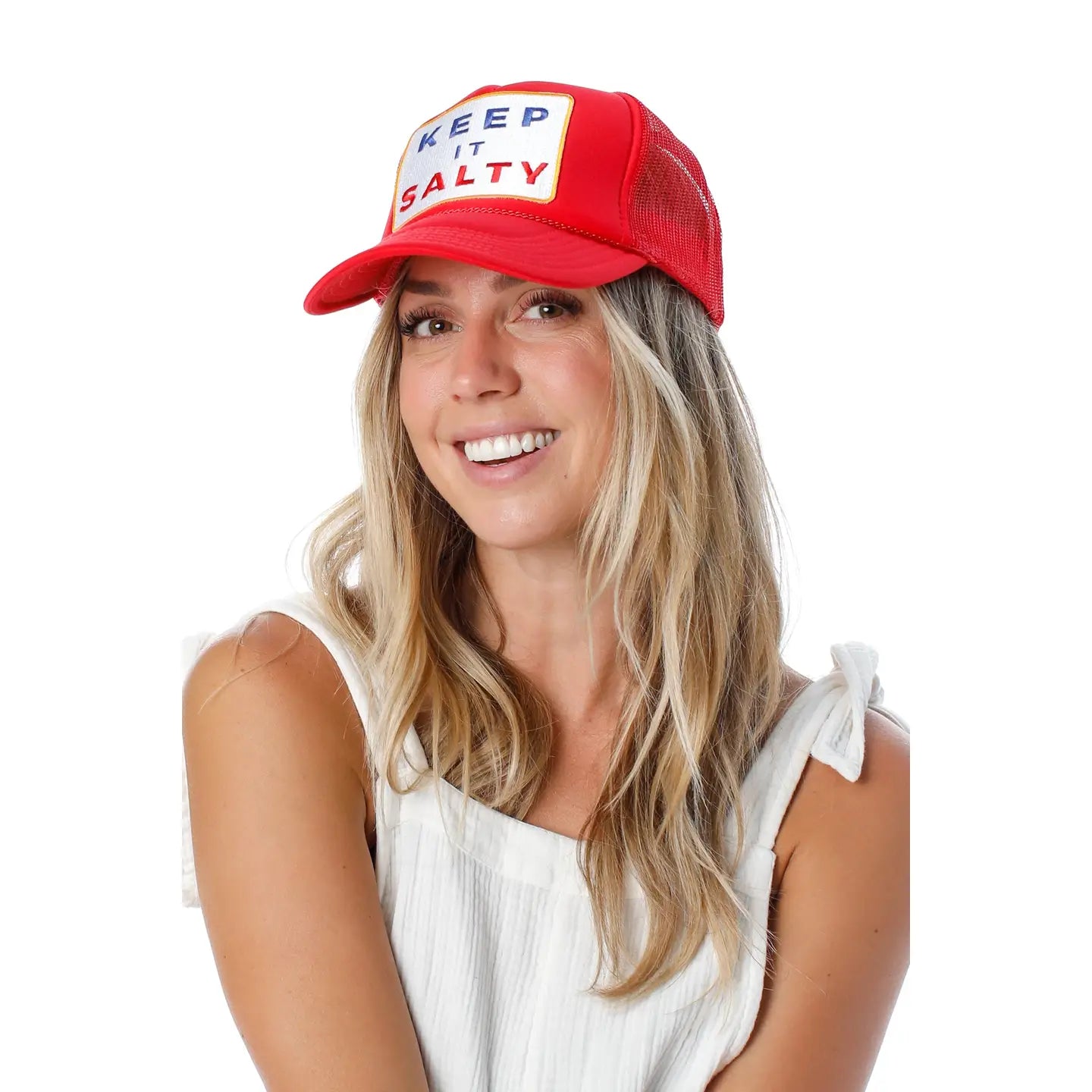 Keep It Salty Trucker Hat in Red