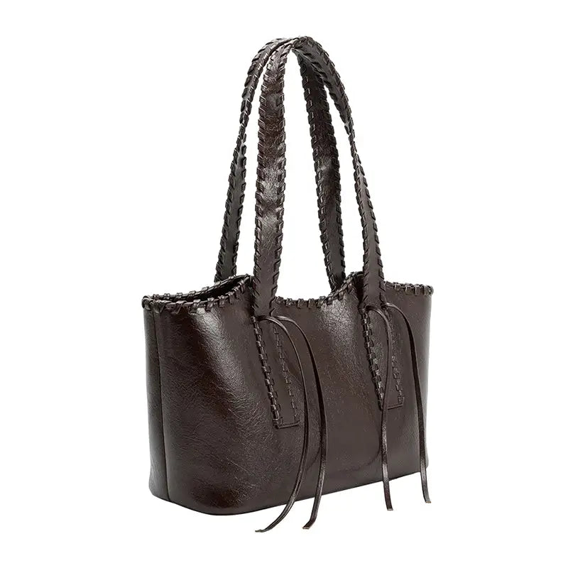 Phoebe Espresso Recycled Vegan Shoulder Bag - Melie Bianco