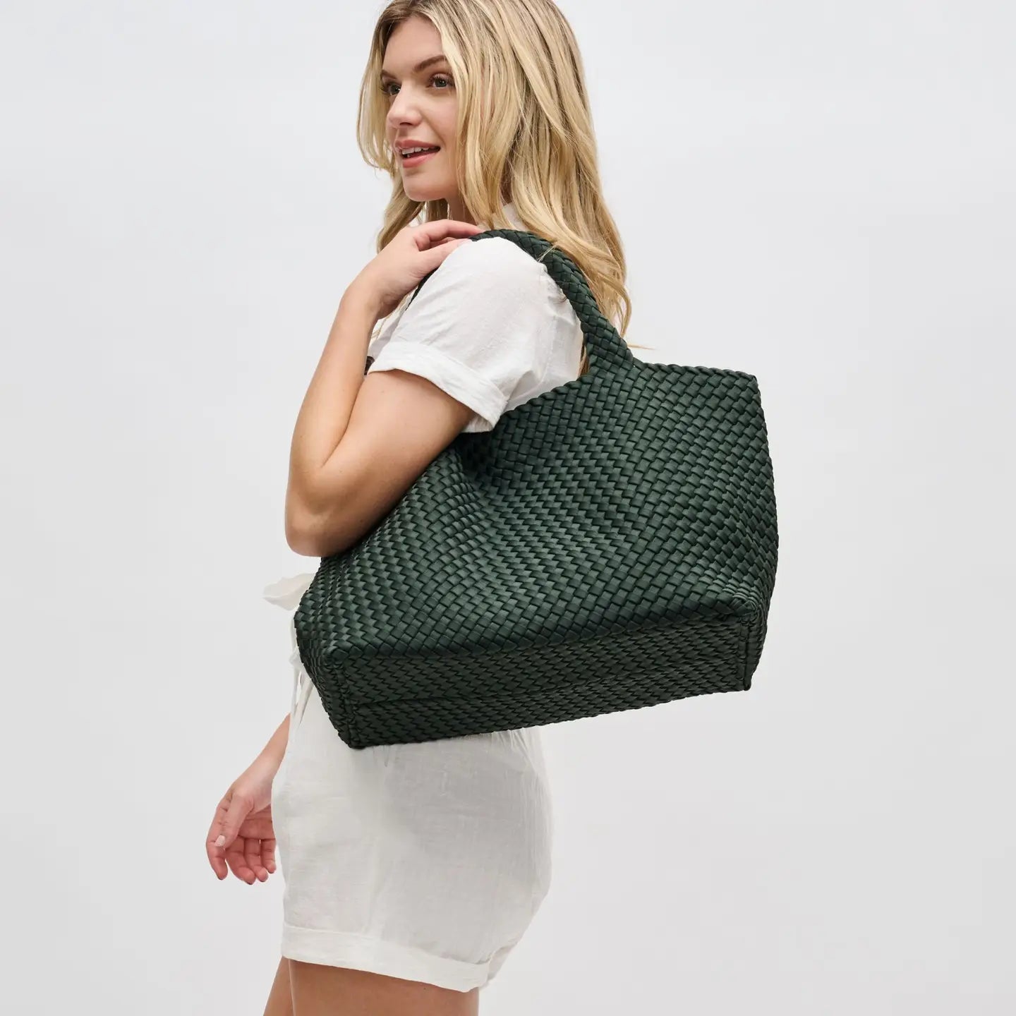 Olive Sky's the Limit - Large Woven Neoprene Tote