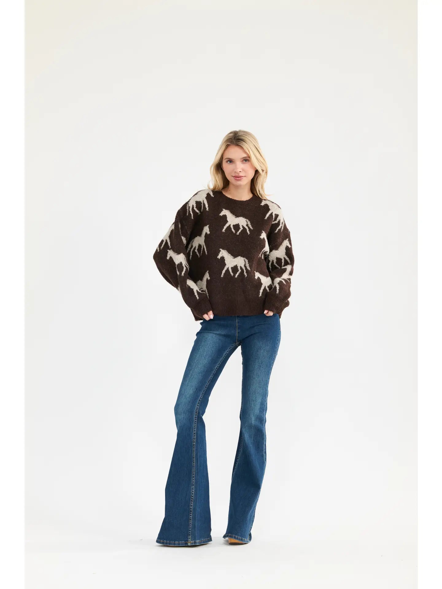 Horse Pattern Knit Sweater