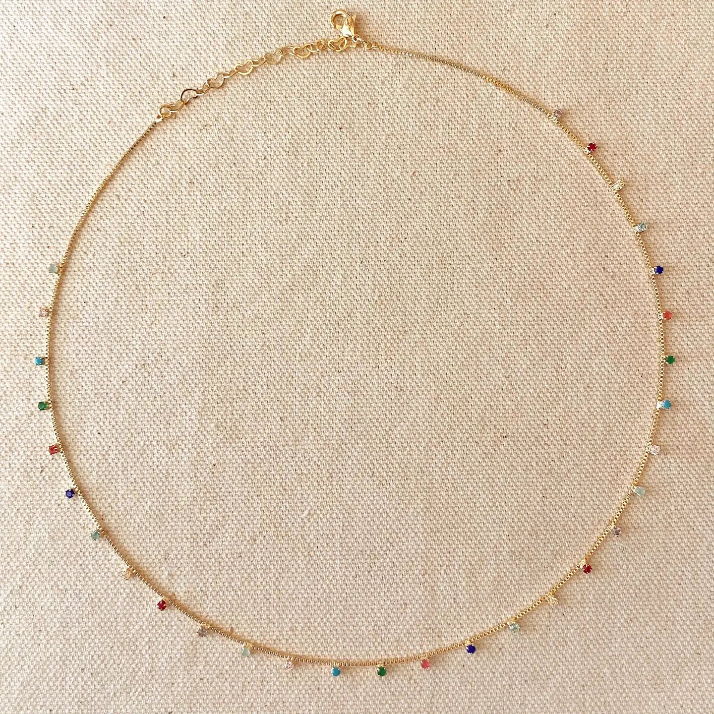 18k Gold Filled Micro Cubic Zirconia Colored Stones Necklace