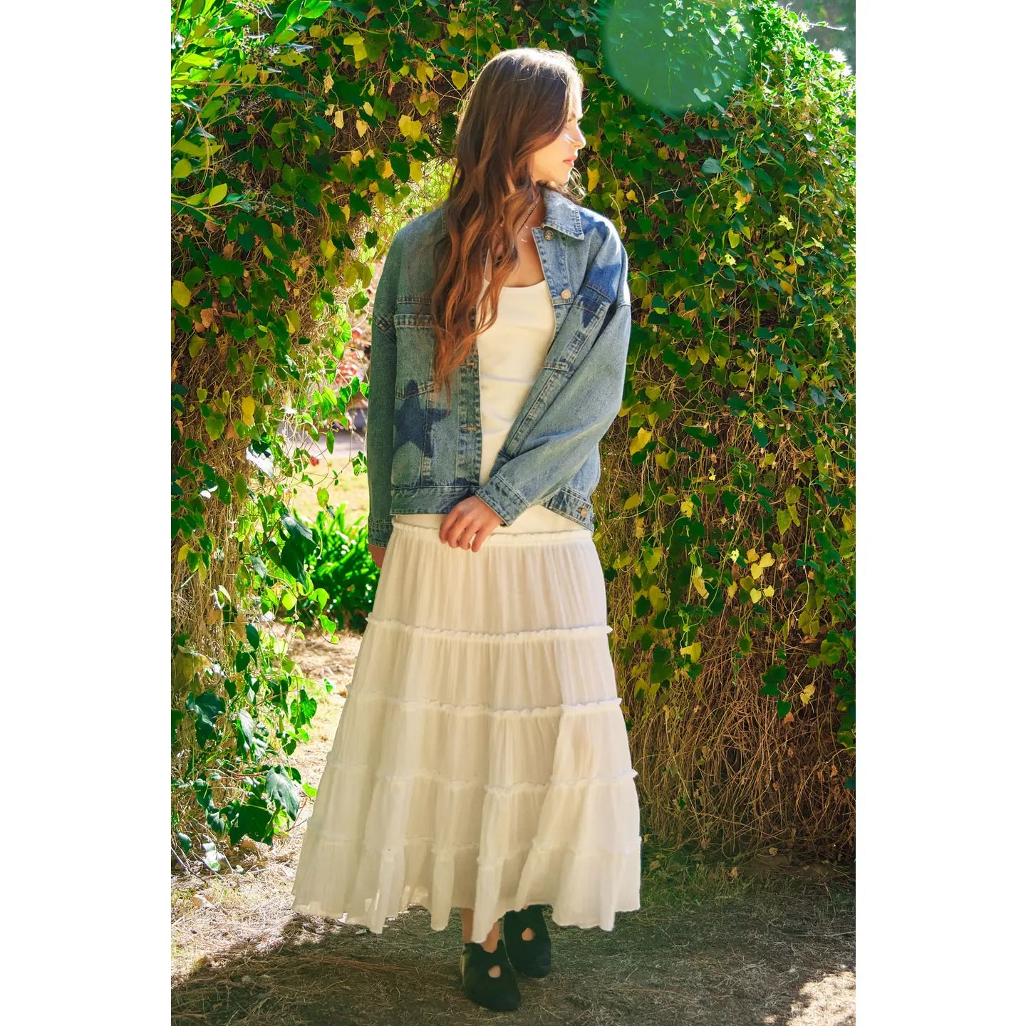 Star Shadow Patch Oversized Denim Jacket