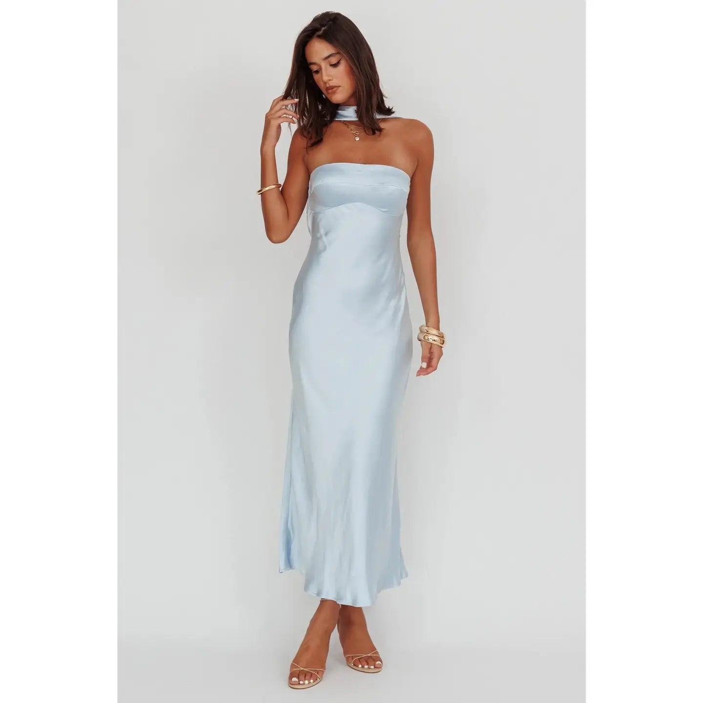 Reverse Halterneck Maxi Dress