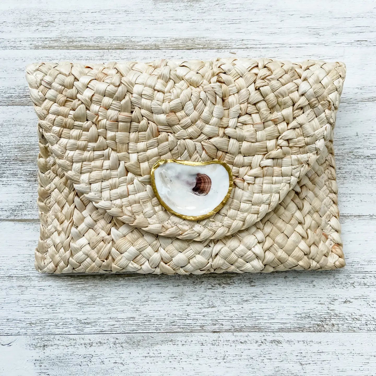 Beige Oyster Clutch