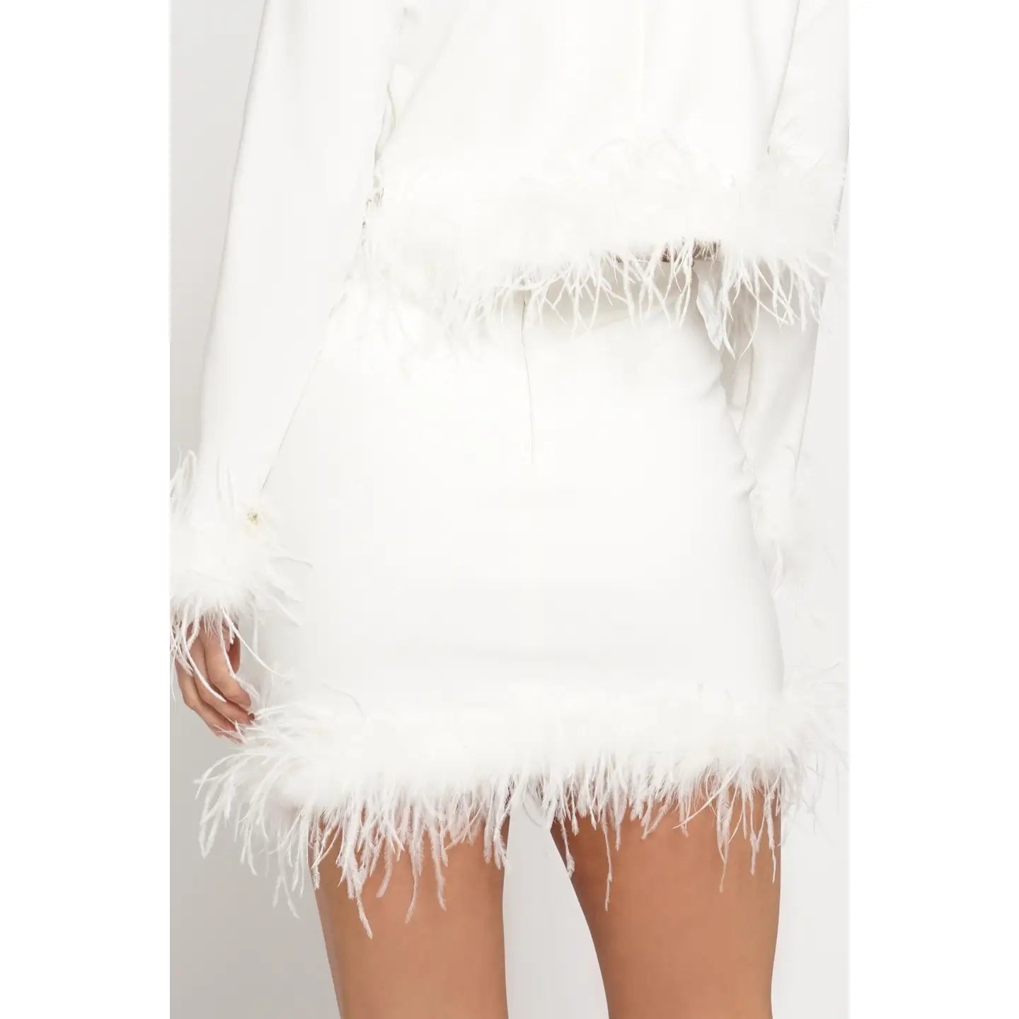 Feather Trim Mini Skirt