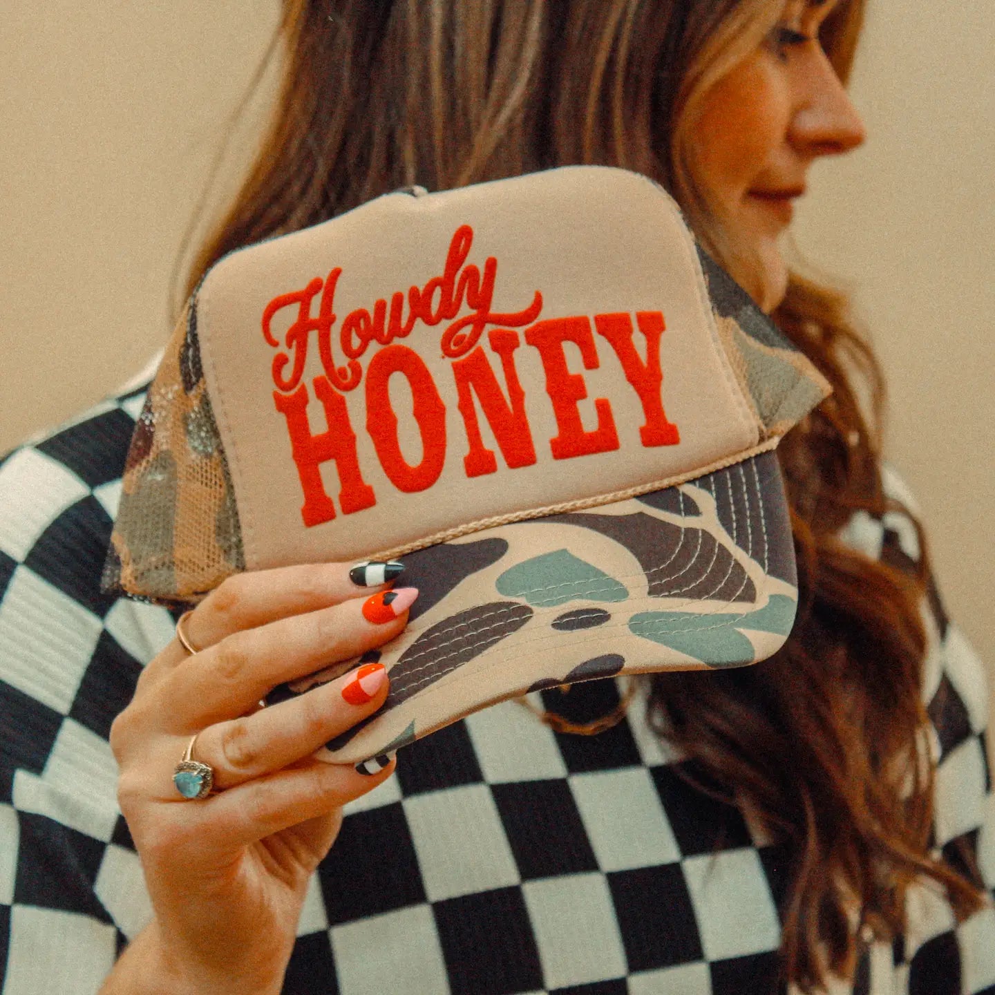 Howdy Honey, Western Trucker Hat Duck Camo