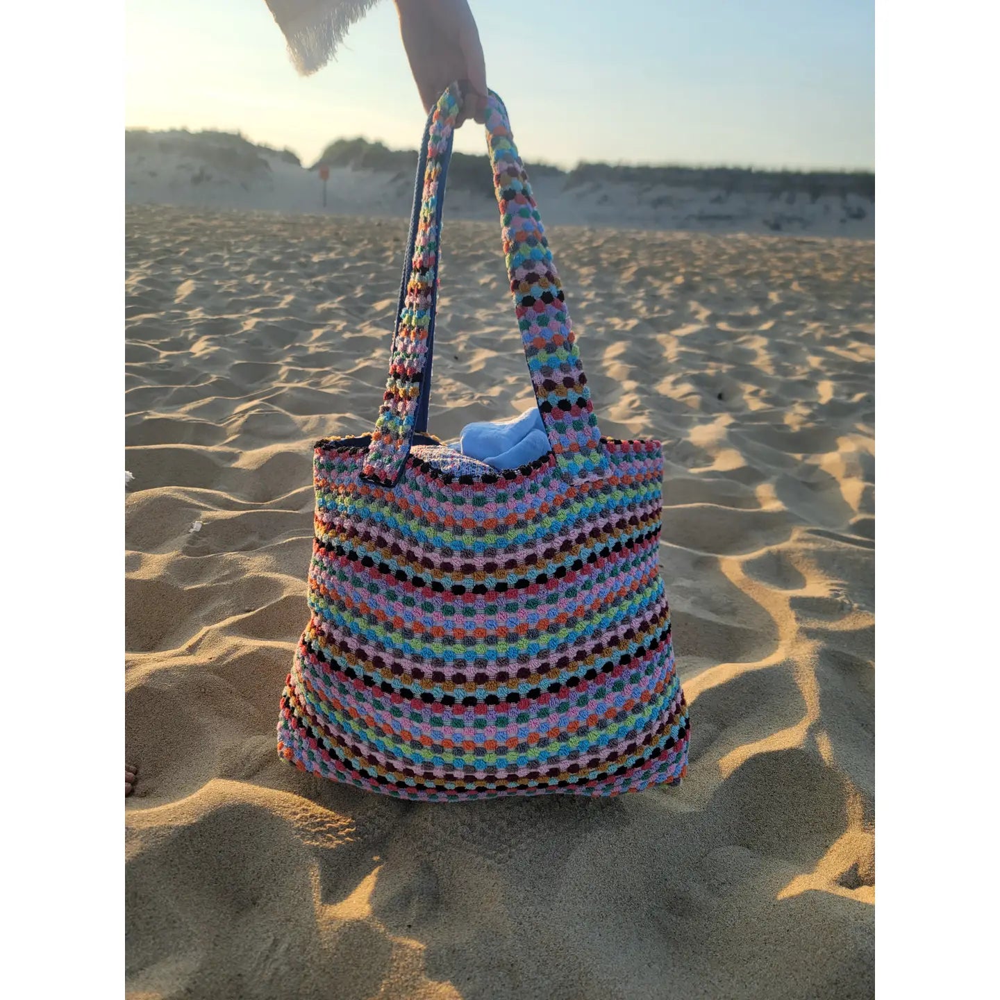 Pom Pom Beach Tote Bag | Handwoven Summer Bag | Size - Large