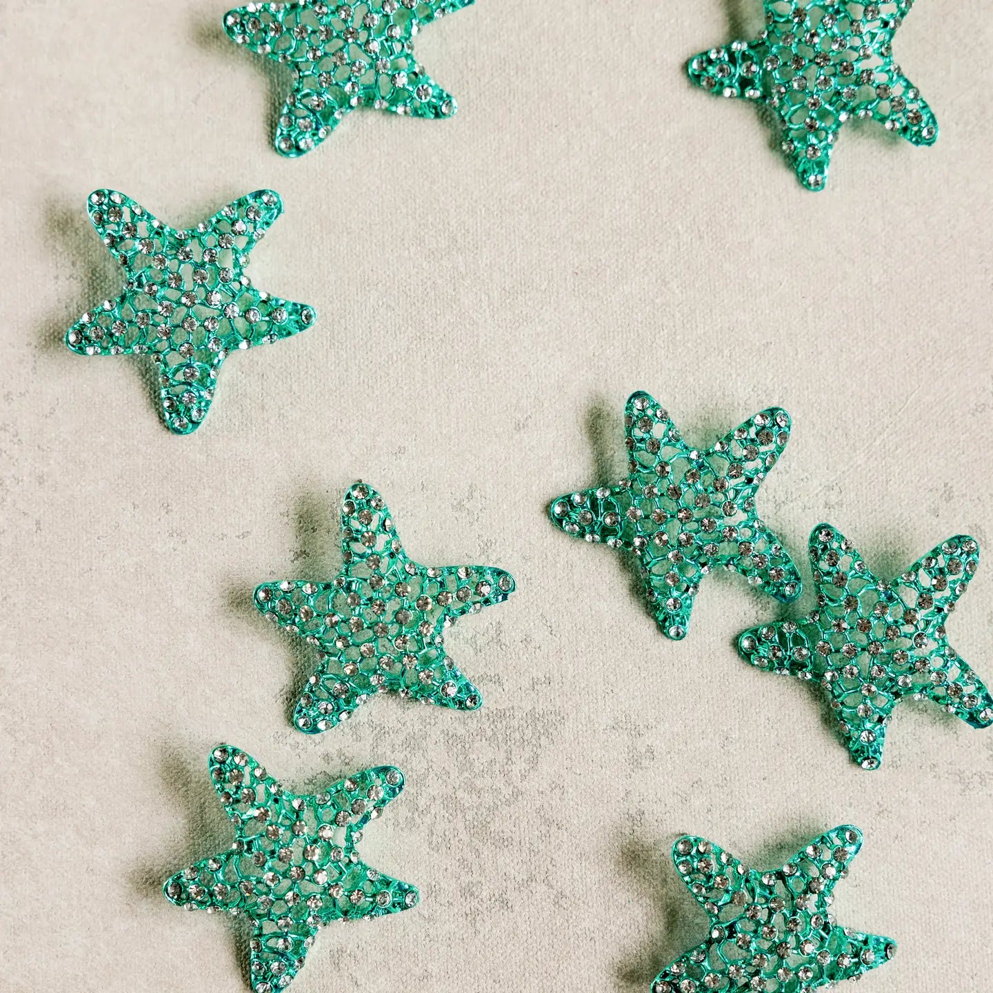 Green Rhinestone Starfish Statement Earrings