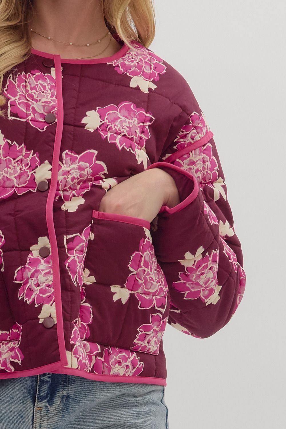 Quilted Floral Puffer Jacket