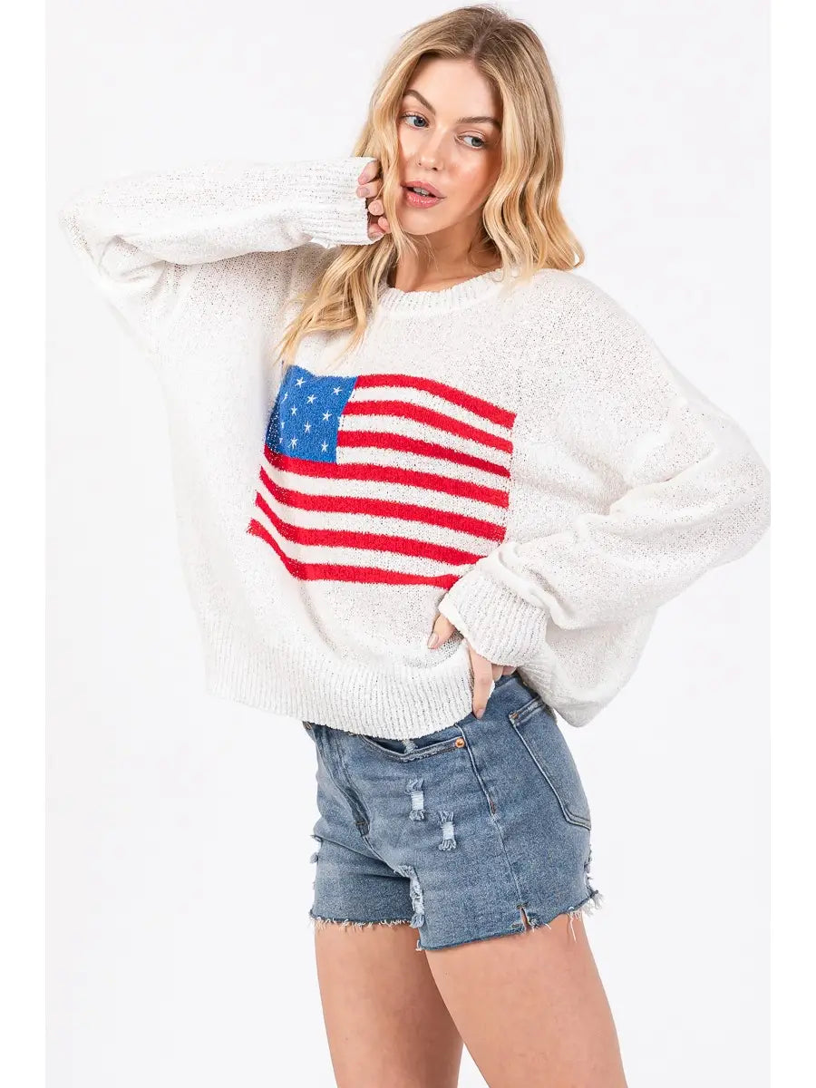 American Flag Sweater Top