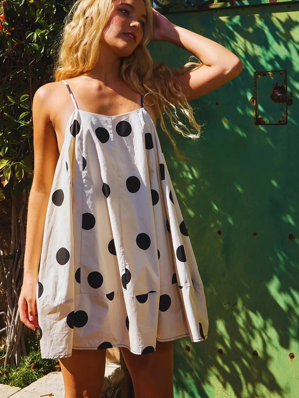 Tie Strap Polka Dot Mini Dress