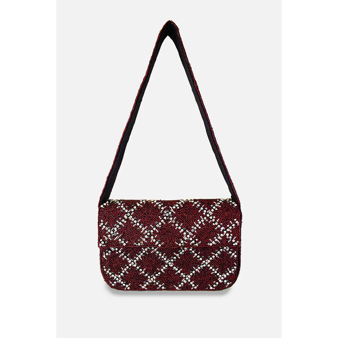 Burgundy Winter Beaded Shoulder Bag