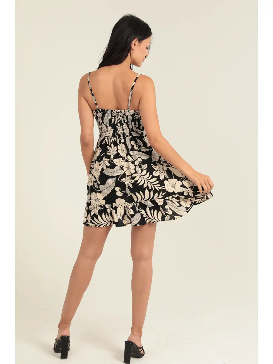Adjustable Tie Front Peek A Boo Sundress