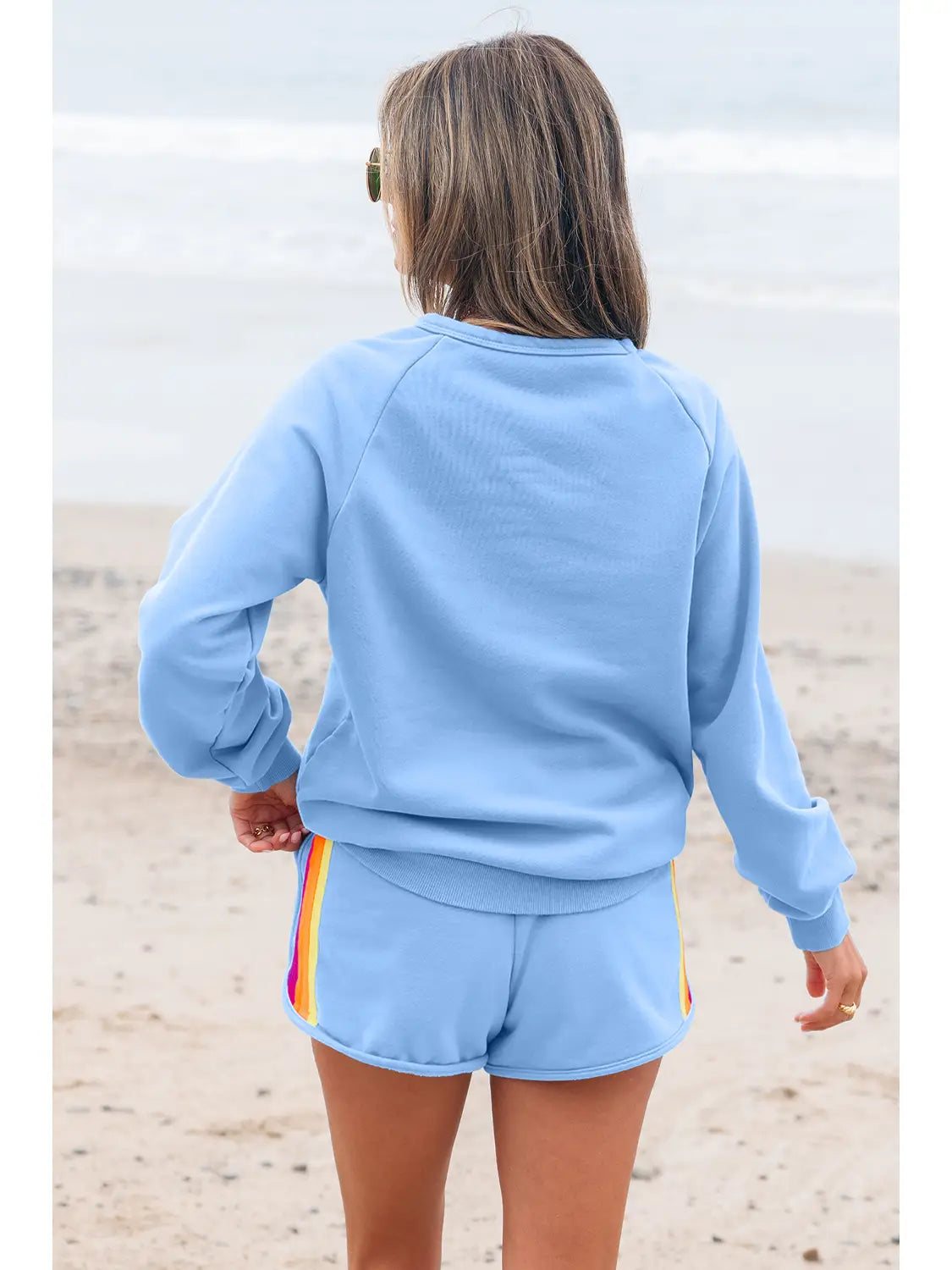Kenzie | Stripe Pullover and Shorts Two Piece Casual Set