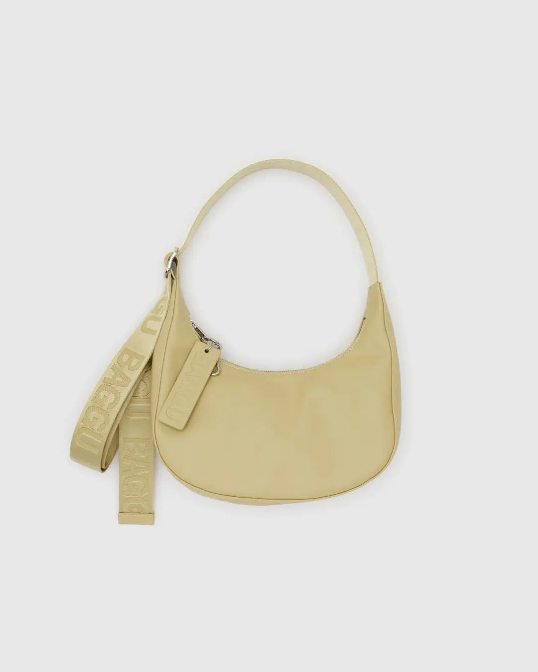 Straw Baggu Small Recycled Leather Crescent Bag
