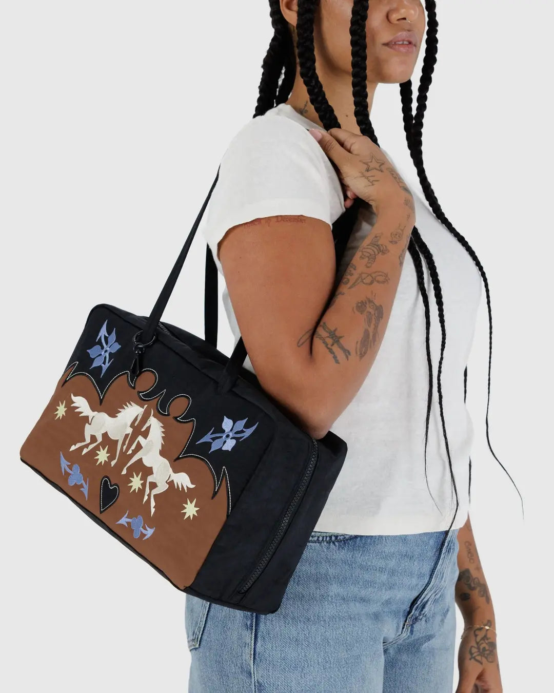 Medium Nylon Bowler Bag Baggu Western Appliqué