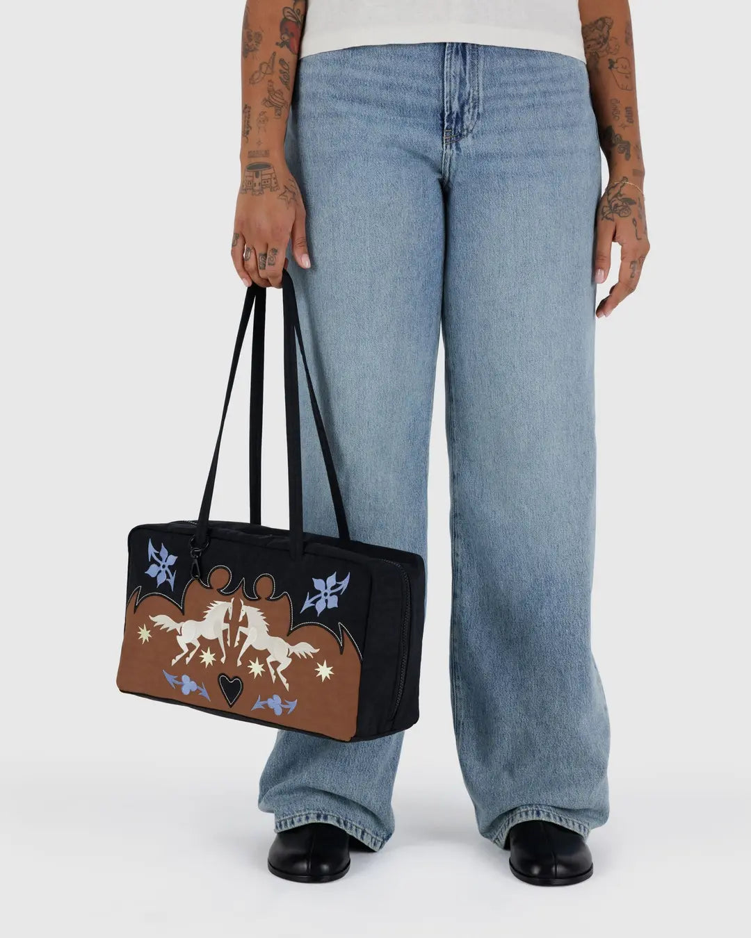 Medium Nylon Bowler Bag Baggu Western Appliqué