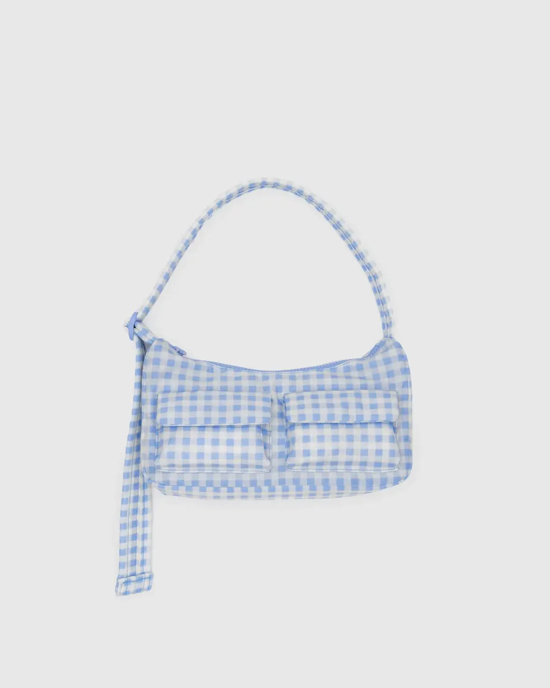 Blue Gingham Baggu Cargo Shoulder Bag