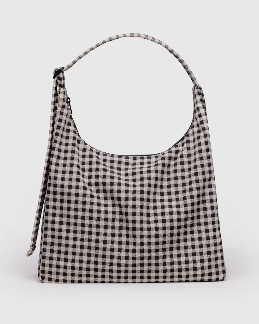 Black Gingham Nylon Shoulder Bag