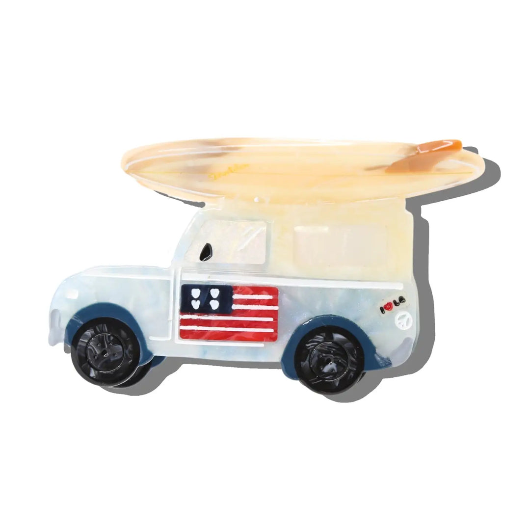Hand-Painted Americana Surf Car Claw Clip | Eco-Friendly Solar Eclipse