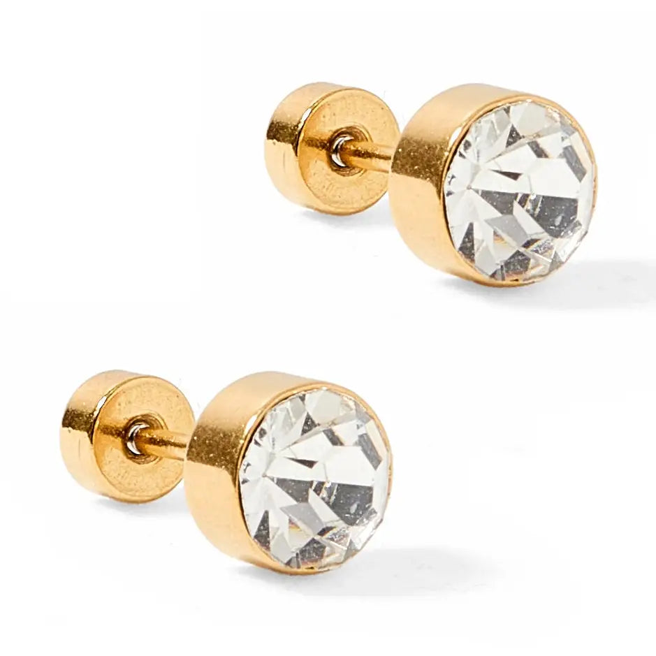 Screwback Stud Earrings - Juliet Clear 5mm
