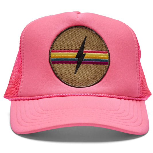 Electric Rainbow Trucker Hat in Pink