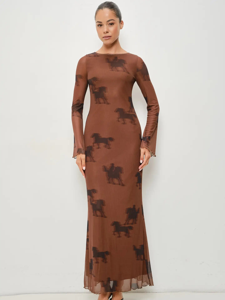 Roger Horse Print Mesh Dress