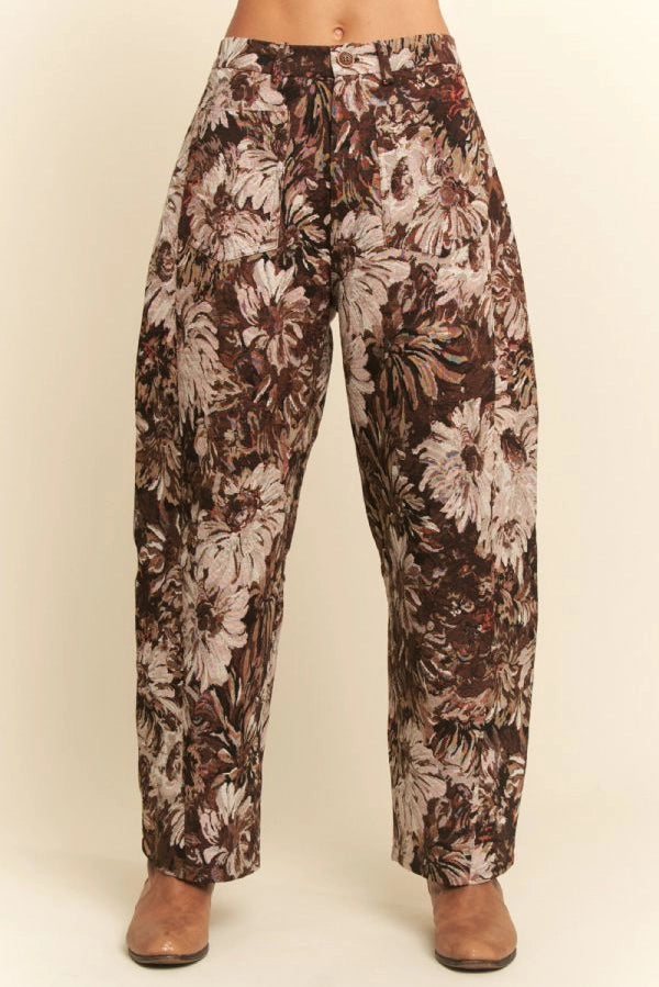 Tapestry Floral Barrel Jeans