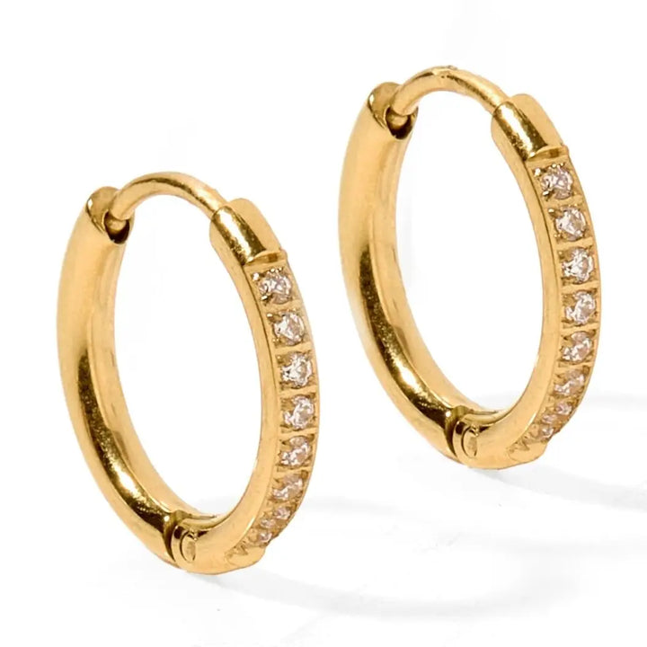 Huggie Earrings - Scarlett Hoop Gold 12mm Cz