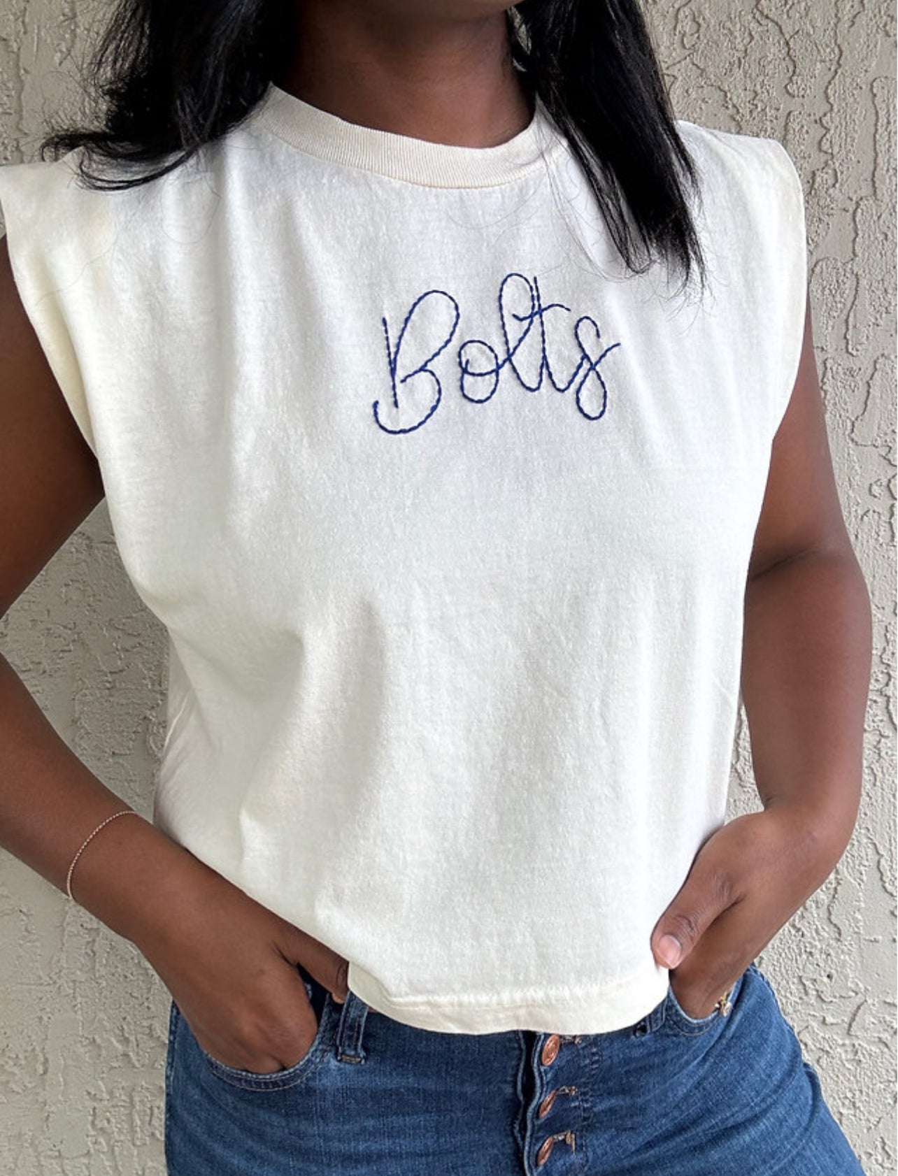 Bolts Hand Embroidered Muscle Tee