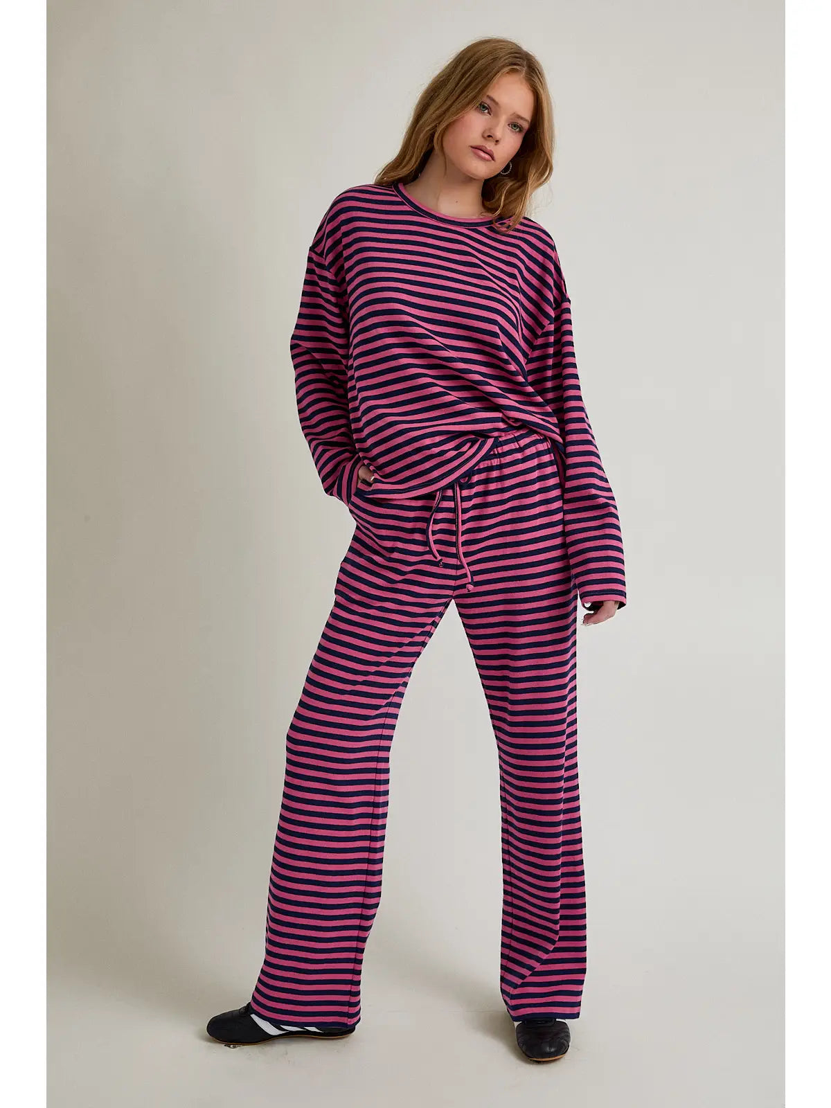 Navy/Pink Striped Pants