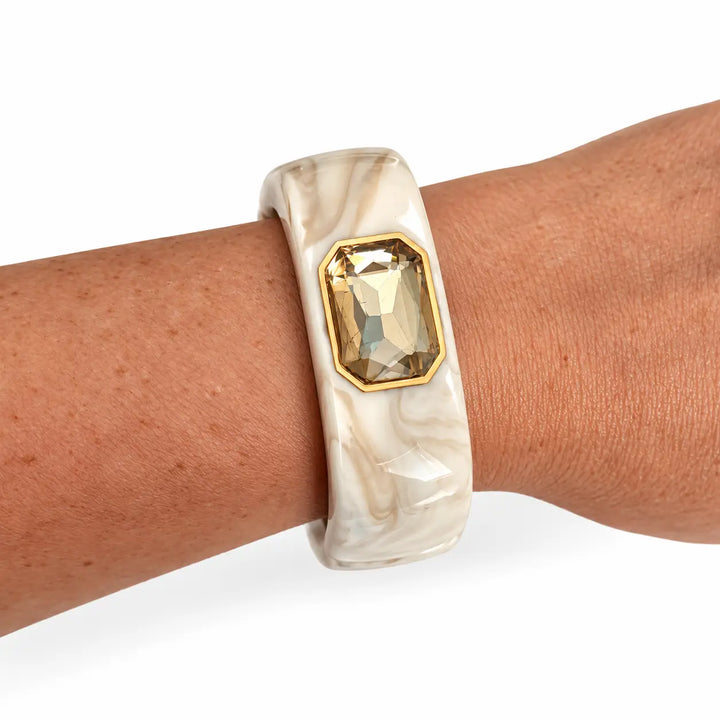 Ivory Gemstone Cuff Bangle Bracelet
