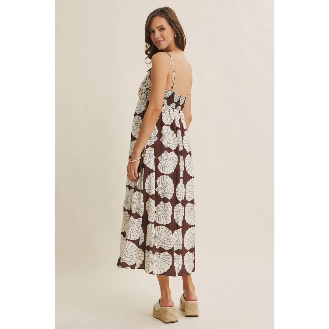 Coastal Breeze Earthy Aesthetic Seashell Midi with Crochet