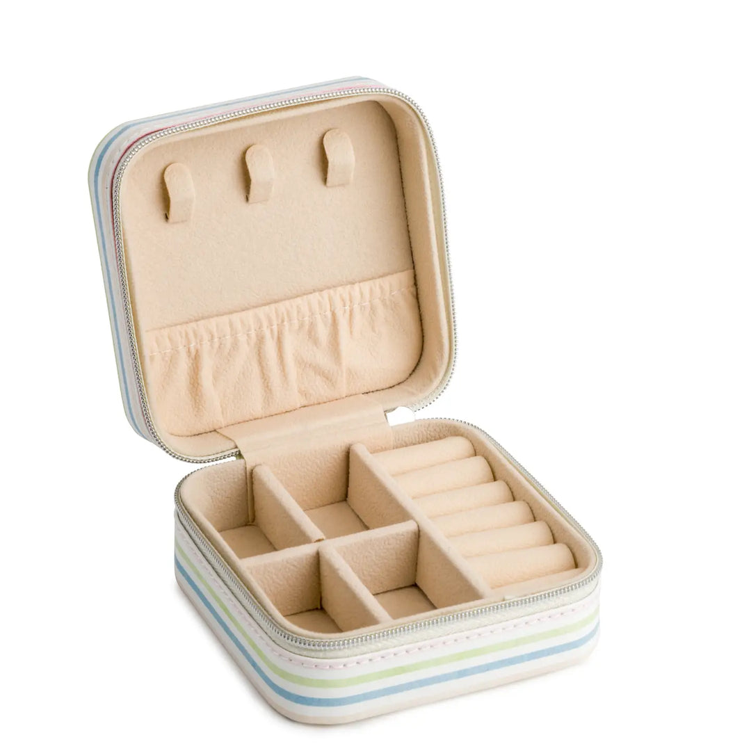 Mini Printed Travel Jewelry Organizer - Pastel Stripes