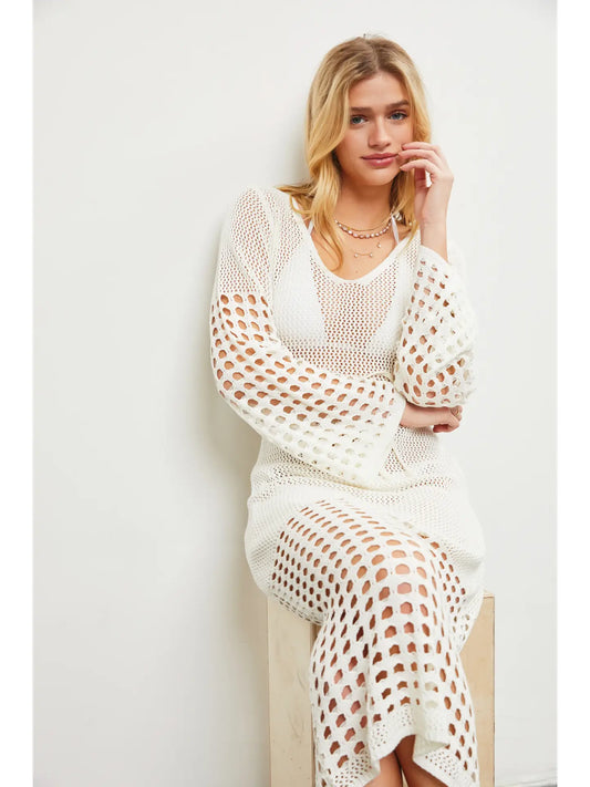 White Coverup Crochet Dress