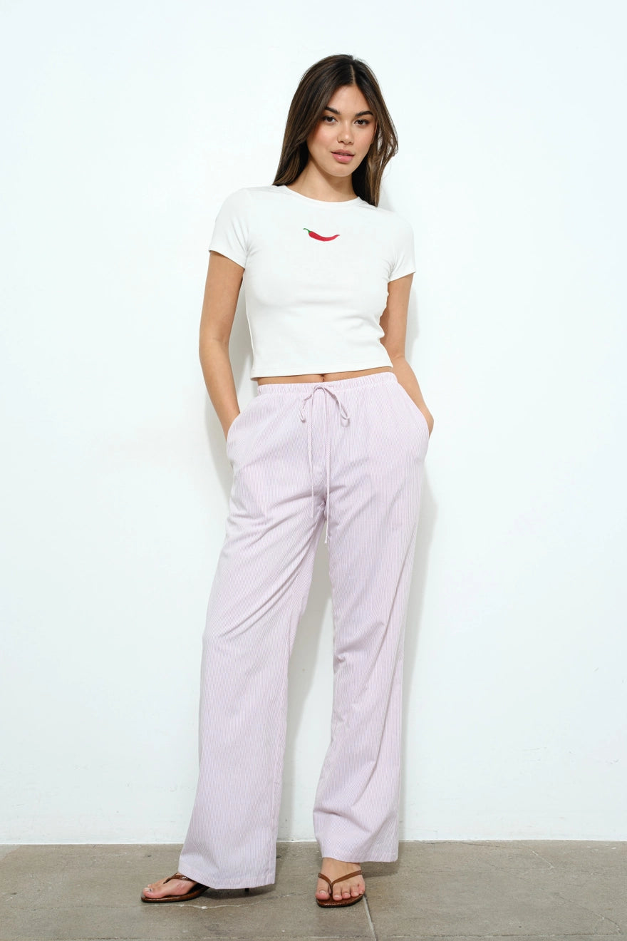 Chili Embroidered Crop Tee