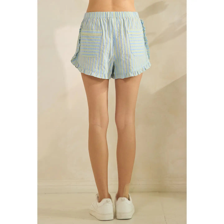 Boho Stripe Ruffle Lounge Shorts