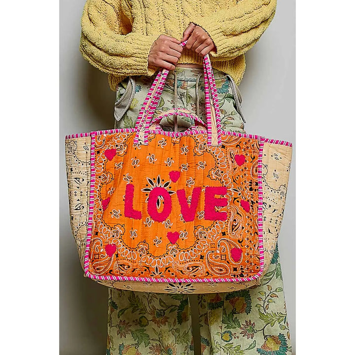 Love Bandana Quilted Tote Bag