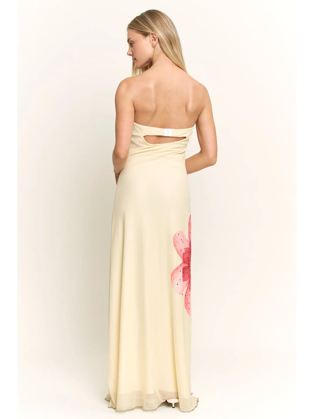 Mesh Floral Rhinestone Sleeveless Maxi Dress