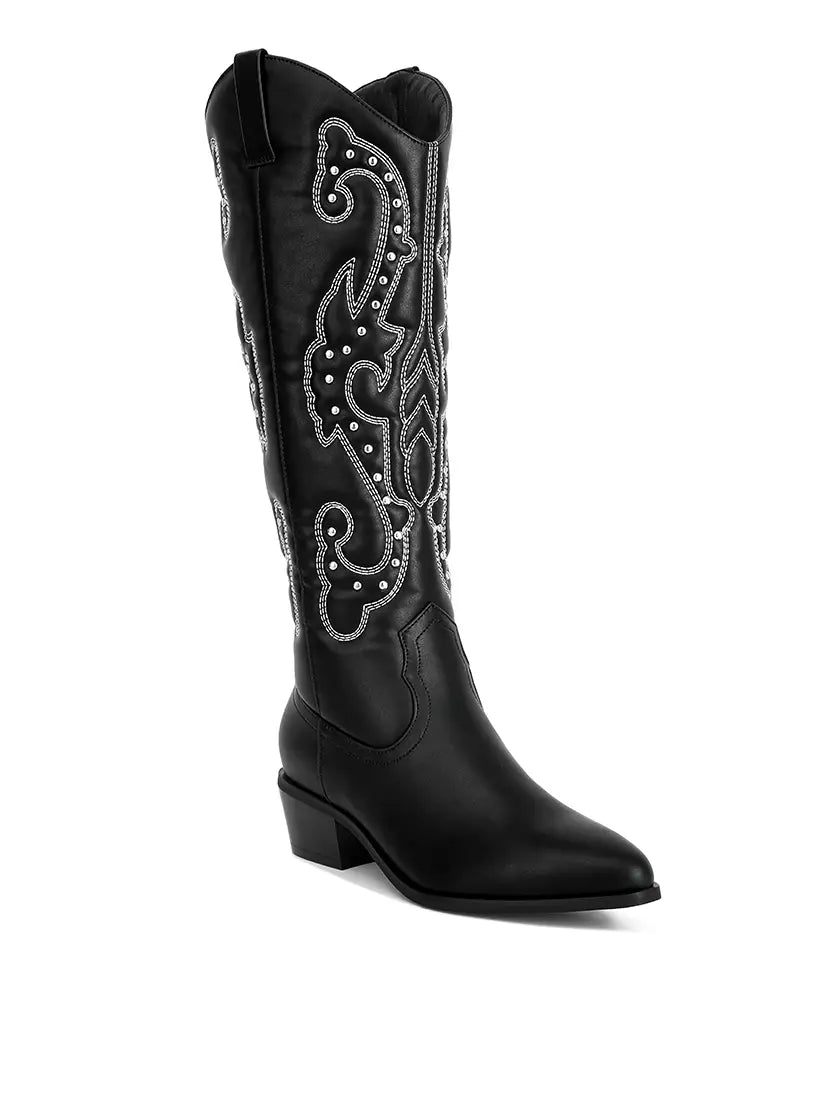 Black Studded Cowboy Boots