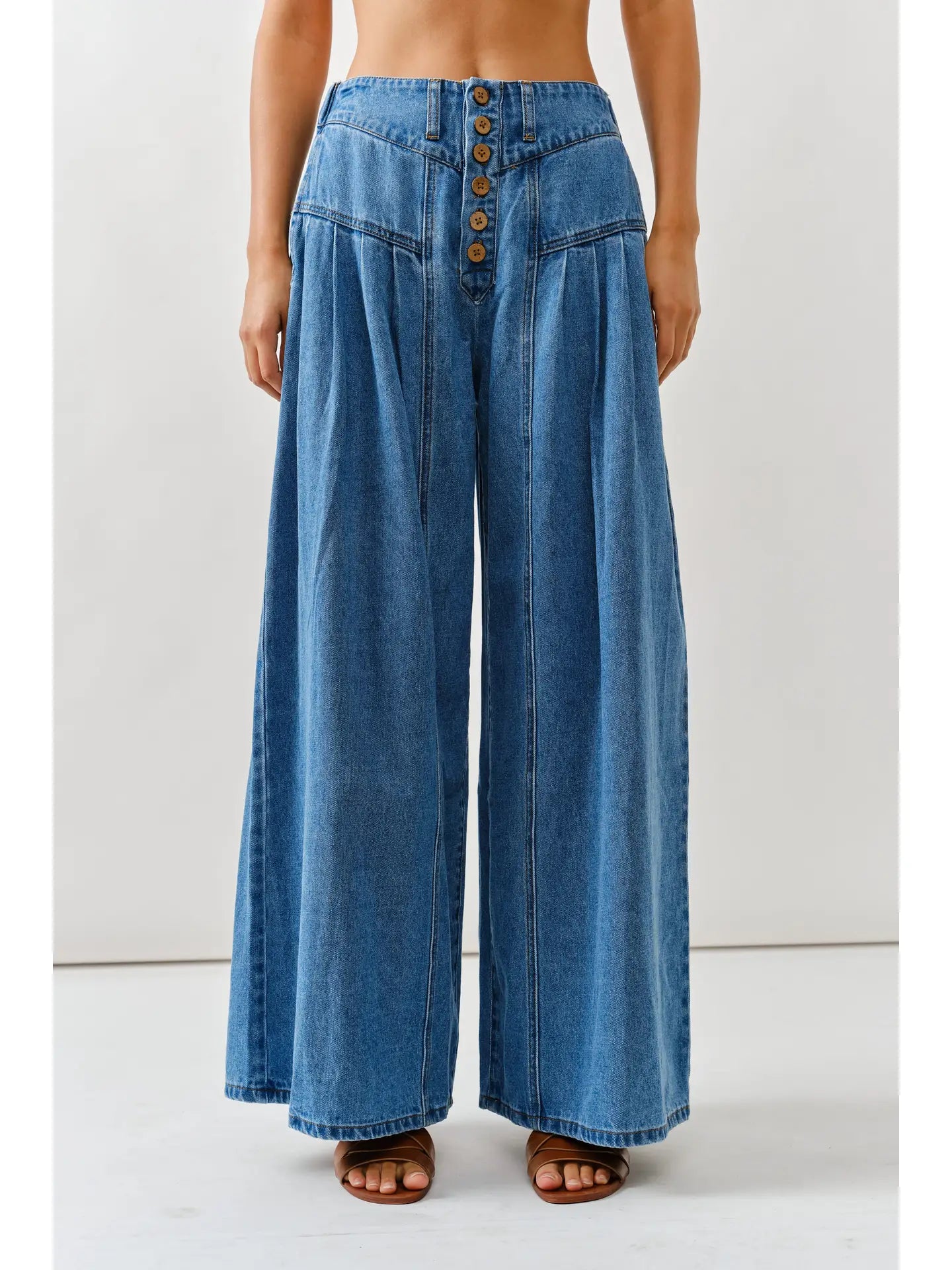 Front Button Down Flare Jeans