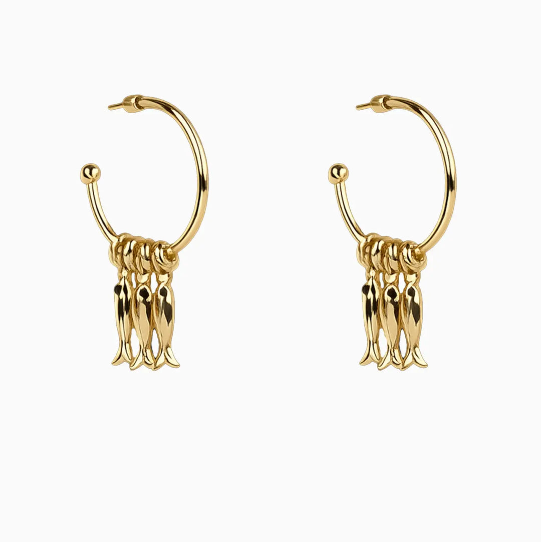 Fish Rondelle Beaded Hoop Earrings